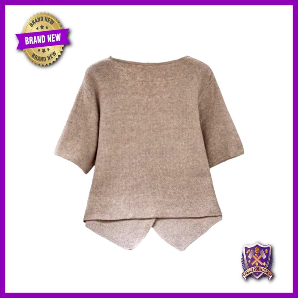 Plus Size V-Neck Cardigan Short Sleeve Button Down Knit Top - Picture 2 of 5